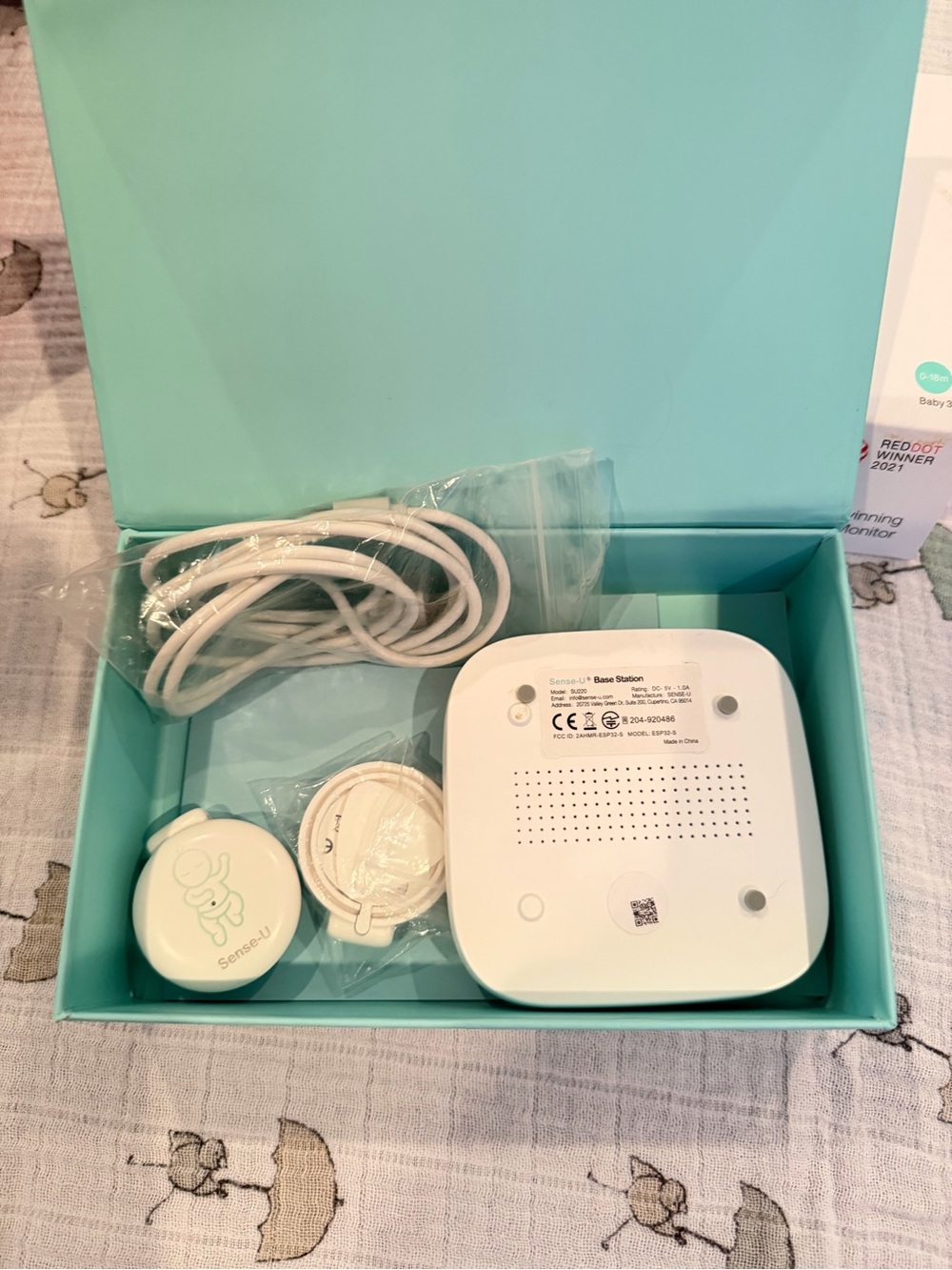 Baby Monitor Wearable and Base Station - White